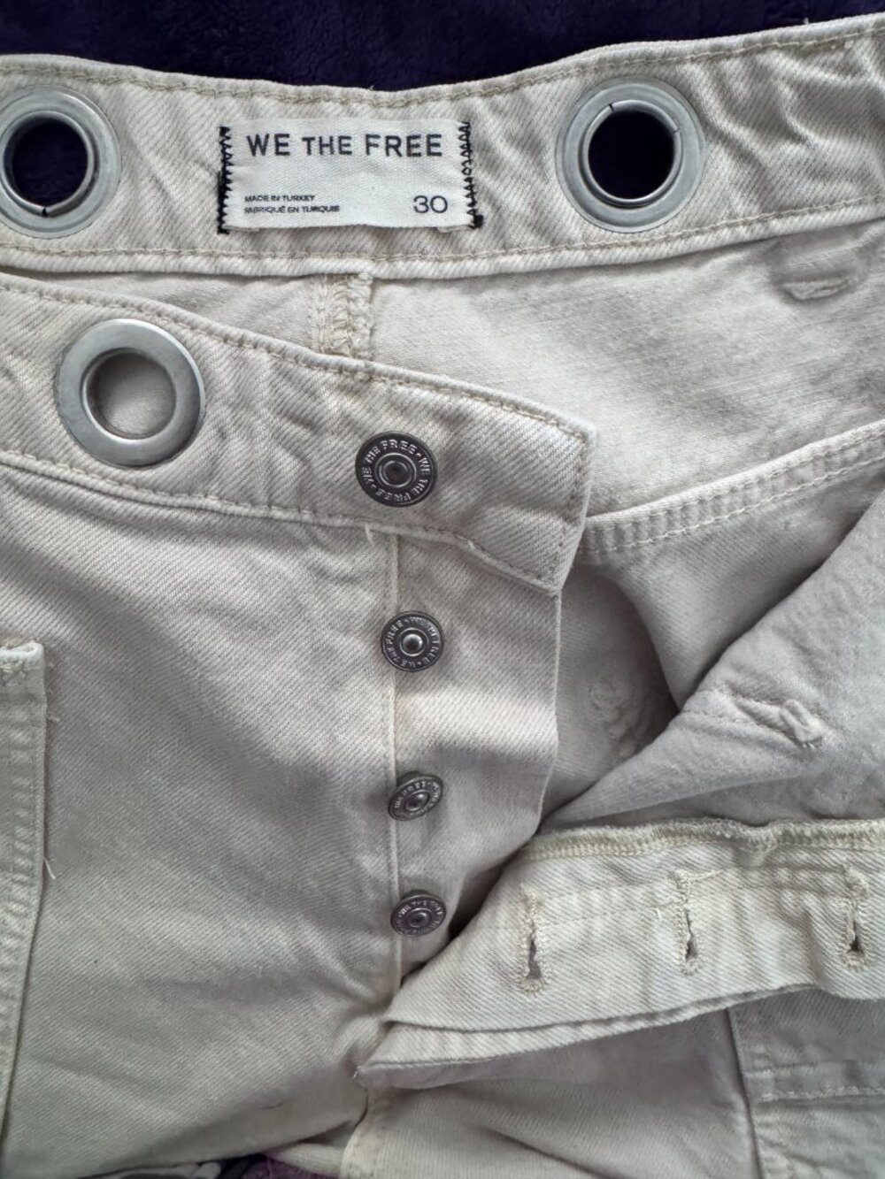 We The Free Distressed Utility Pants – Grommet Waist – Size 30 - Picture 4 of 6